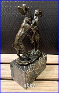 Bronze Figure Rabbit Sculpture Figure Antique Style Statue Field Rabbit Animal Figure Bronze