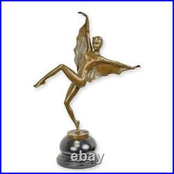 Bronze Figure Sculpture Bronze Statue Dancer BAT GIRL Marble Base EJA1061