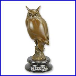 Bronze Figure Sculpture Bronze Statue Owl on Marble Base Decorative Bird EJA1331