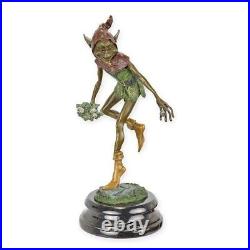 Bronze Figure Sculpture Statue Goblin Marble Base Gnome Dwarf Mythology EJA0971
