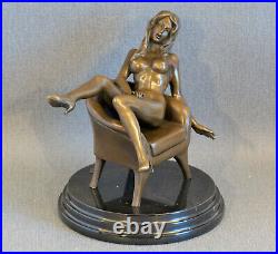 Bronze Figure Statue Nude Erotic A Seated Female Nude approx. 25.5 cm Decorative Art