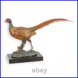 Bronze Figure Statue Sculpture Pheasant Animal Bird Marble Base Decor 18x31x9 JMA230