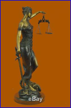 Bronze Hand Made Blind Lady Of Justice Scales Law Lawyer Sculpture Statue BC