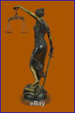 Bronze Hand Made Blind Lady Of Justice Scales Law Lawyer Sculpture Statue MB