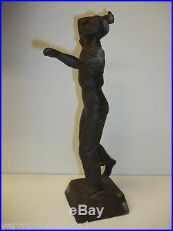 Bronze Male Figure TINOS Made in Denmark Antique Statue Man 1930's
