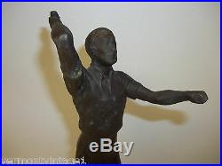 Bronze Male Figure TINOS Made in Denmark Antique Statue Man 1930's