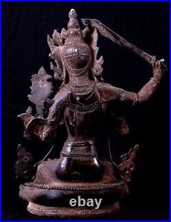 Bronze, Manjushri, Tibetan, Antique, 19th Century