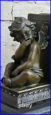 Bronze Pan Thinker Boy Cherub Statue Signed Moreau French Handcrafted Sculpture