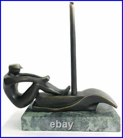 Bronze Sculpture Abstract Modern Art Rower Rowing Boat Sport Hand Made Statue