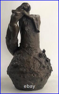 Bronze Sculpture Art Deco Nude Woman Girl Vase Bas Statue Figurine Hand Made Art