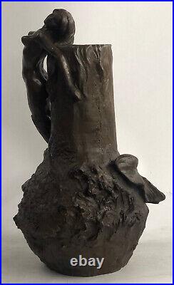 Bronze Sculpture Art Deco Nude Woman Girl Vase Bas Statue Figurine Hand Made Art