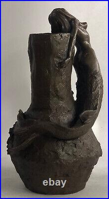 Bronze Sculpture Art Deco Nude Woman Girl Vase Bas Statue Figurine Hand Made Art