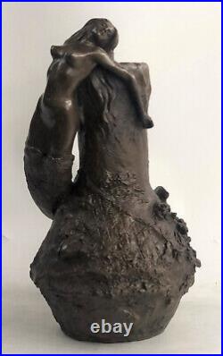 Bronze Sculpture Art Deco Nude Woman Girl Vase Bas Statue Figurine Hand Made Art