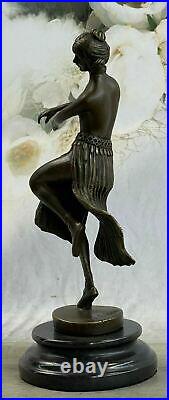Bronze Sculpture Art Deco Semi Nude Dancer by Eichler Hand Made Statue Figurine