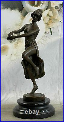 Bronze Sculpture Art Deco Semi Nude Dancer by Eichler Hand Made Statue Hot Cast