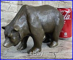Bronze Sculpture Black Grizzly Bear Mother Cubs Animal Figurine Hand Made Statue