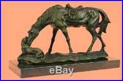 Bronze Sculpture Casting Horse Feeding Dog European Made Signed Sculpture Statue