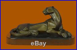 Bronze Sculpture Cougar Lion Abstract Art Decor by H. Moore Hand Made Statue Deal