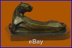 Bronze Sculpture Cougar Lion Abstract Art Decor by H. Moore Hand Made Statue Deal