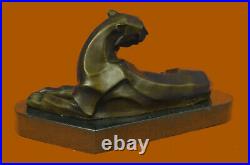 Bronze Sculpture Cougar Lion Abstract Art Decor by H. Moore Hand Made Statue Gift