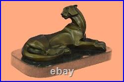 Bronze Sculpture Cougar Lion Abstract Modern Art by H. Moore Hand Made Statue