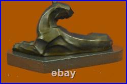 Bronze Sculpture Cougar Lion Abstract Modern Art by H. Moore Hand Made Statue NR