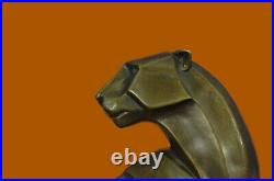 Bronze Sculpture Cougar Lion Abstract Modern Art by H. Moore Hand Made Statue NR