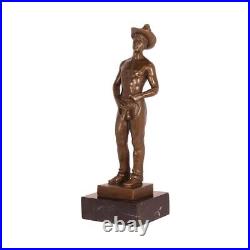 Bronze Sculpture Erotic Cowboy Man Erection Nude Nude Nude Statue