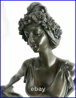 Bronze Sculpture Figure Lady Bust Patina Art Nouveau Victorian Hand Made Statue