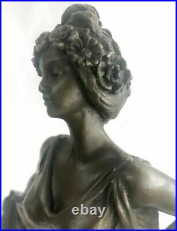 Bronze Sculpture Figure Lady Bust Patina Art Statue Hand Made Nouveau Victorian