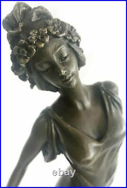 Bronze Sculpture Figure Lady Bust Patina Art Statue Hand Made Victorian Nouveau