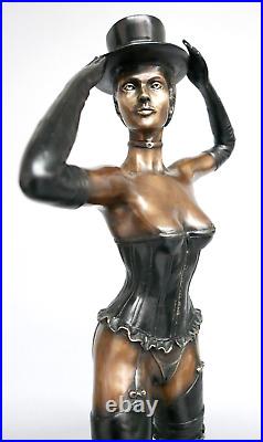 Bronze Sculpture Figure Show Girl Statue Erotic Woman Show Dancer
