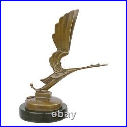 Bronze Sculpture Figure Statue Cooler Figure Stork Bird Art Deco Marble EJA0156