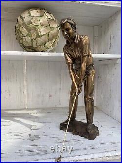 Bronze Sculpture Golfer Handmade Nickel Bronze Outlet Price