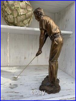 Bronze Sculpture Golfer Handmade Nickel Bronze Outlet Price