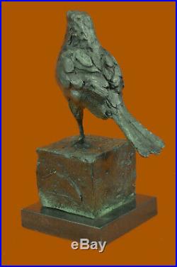 Bronze Sculpture Green Patina Lost Wax Small Bird Statue Figurine Hand Made Art