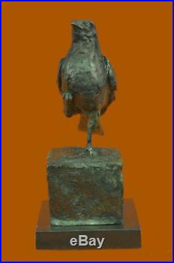 Bronze Sculpture Green Patina Lost Wax Small Bird Statue Figurine Hand Made Art