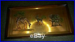 Bronze Sculpture Hand Made Animal Statue Frame African Wildlife Elephant Giraffe