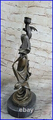 Bronze Sculpture Hand Made Museum Quality Candleholder Sexy Woman Statue