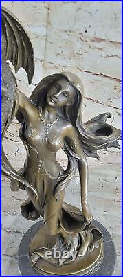 Bronze Sculpture Hand Made Museum Quality Candleholder Sexy Woman Statue