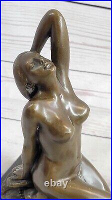 Bronze Sculpture Hand Made Original Patoue Nude Female on the Rock Figurine
