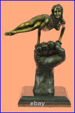 Sculpture Collectible Bronze Decor Signed Juno Cubism Nude Girl Abstract Modern 