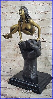 Bronze Sculpture, Hand Made Statue Abstract Signed Juno Cubism Nudes Girl
