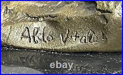 Bronze Sculpture, Hand Made Statue Abstract Signed Original Aldo Vitaleh Decor