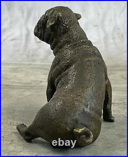 Bronze Sculpture Hand Made Statue Animal English Bulldog Dog Animal Figurine Art