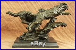 Bronze Sculpture, Hand Made Statue Animal Large Signed Lopez Two Wolves Wolf Art