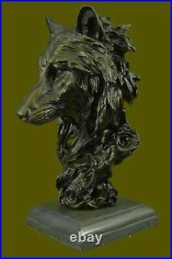 Bronze Sculpture, Hand Made Statue Animal Large Signed Lopez Wolf Art Deco Figure