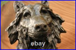 Bronze Sculpture, Hand Made Statue Animal Large Signed Lopez Wolf Art Deco Gift