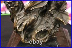 Bronze Sculpture, Hand Made Statue Animal Large Signed Lopez Wolf Art Deco Gift