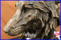 Bronze Sculpture, Hand Made Statue Animal Large Signed Lopez Wolf Art Deco Gift